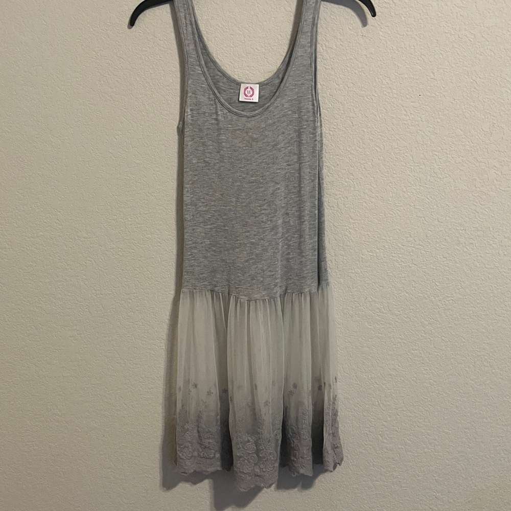 Wanna B Gray Tank Top Lace Tunic